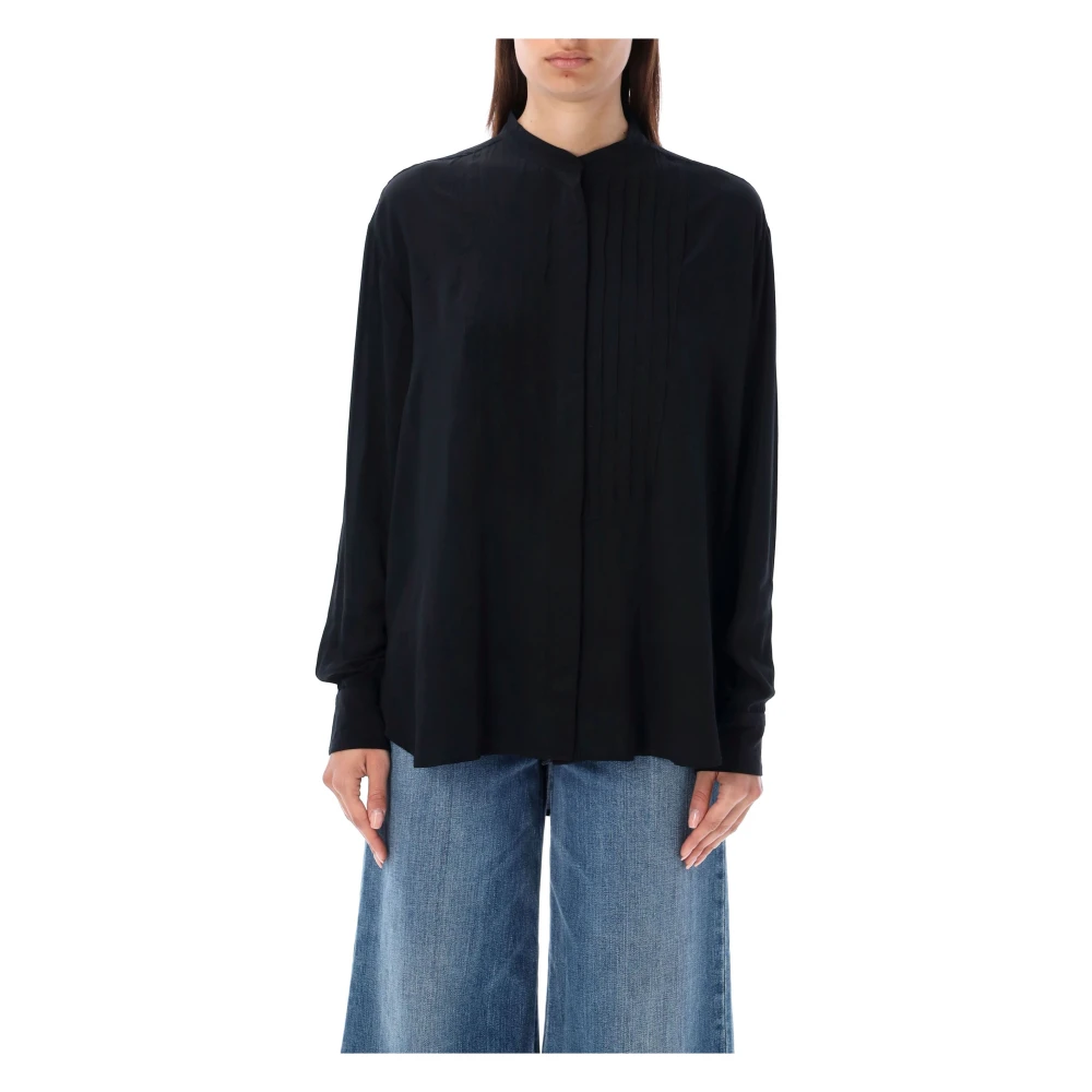 Isabel Marant Étoile Zwarte Amel Blouse met Geplooide Kraag Black Dames