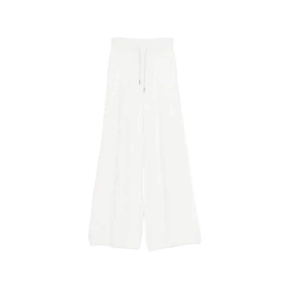 Panicale White Wide Trousers, Female, Xl, Knit Trousers