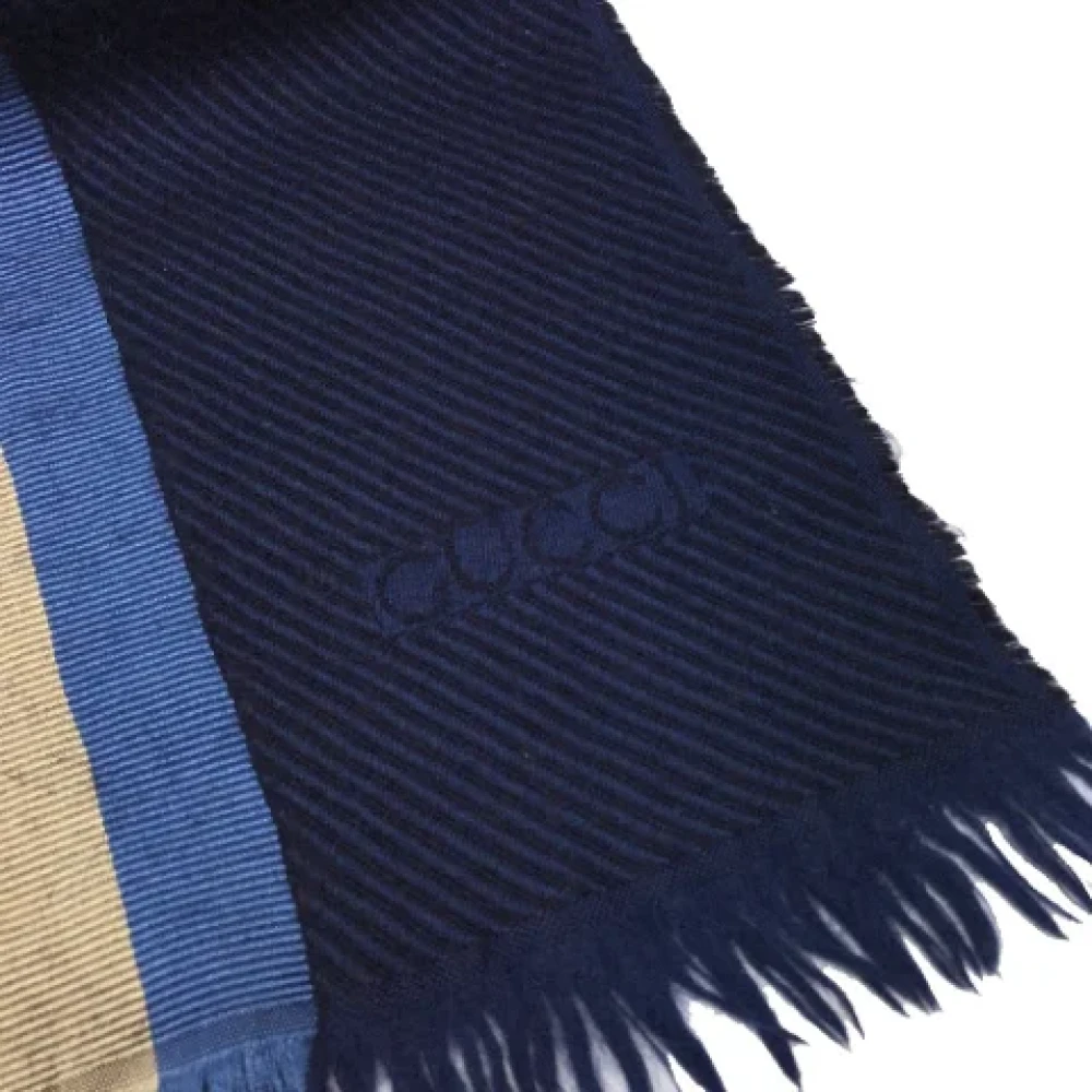 Gucci Vintage Pre-owned Wool scarves Blue Unisex