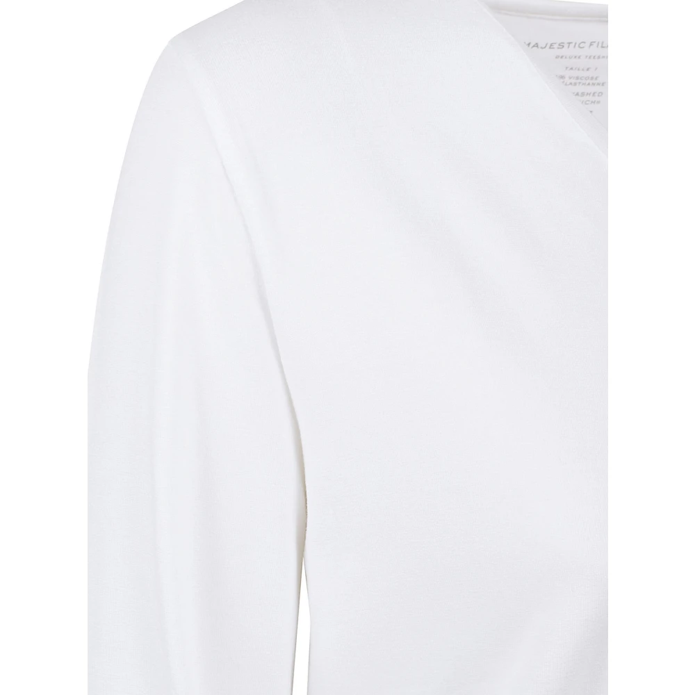 majestic filatures Witte T-shirts en Polos Gemaakt in Italië White Dames