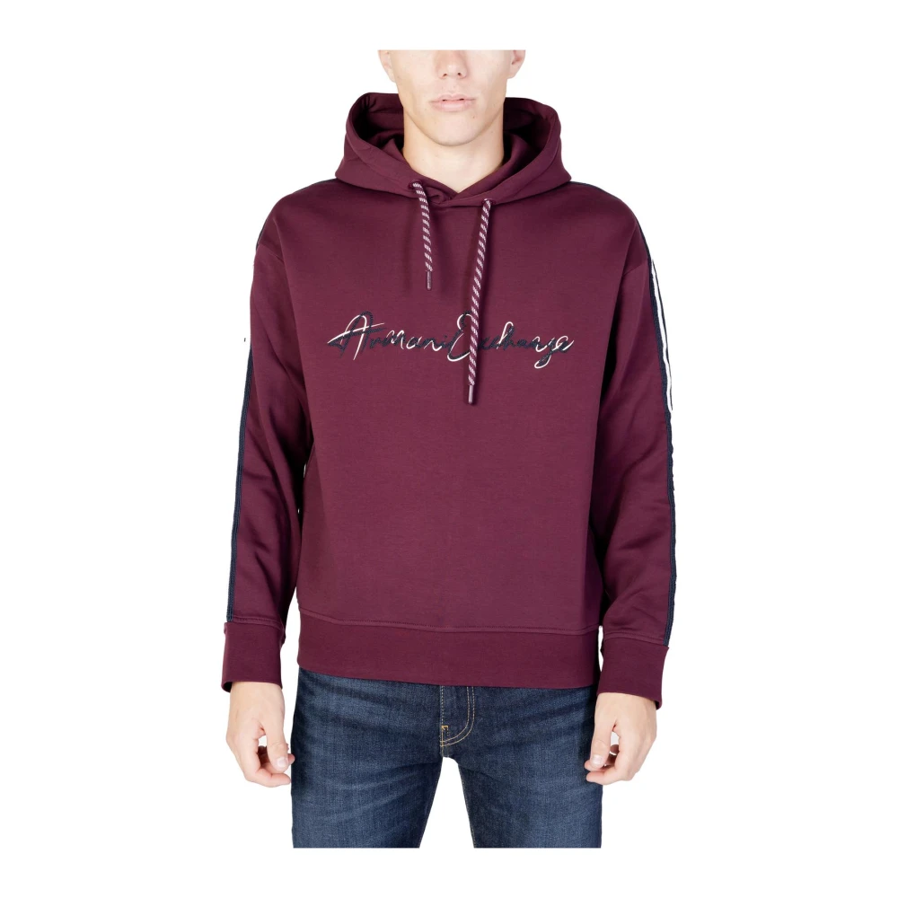 Armani Exchange Men's Red Signature Logo Hoodie