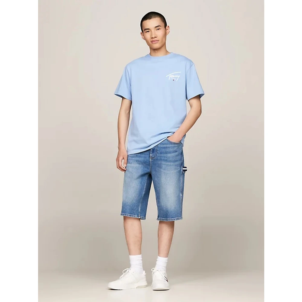 Tommy Jeans Signature Print Tee Blue Heren