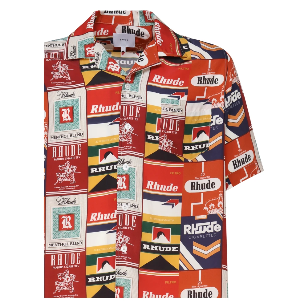 Rhude Zijden Bedrukt Overhemd met Camp Collar Multicolor Heren