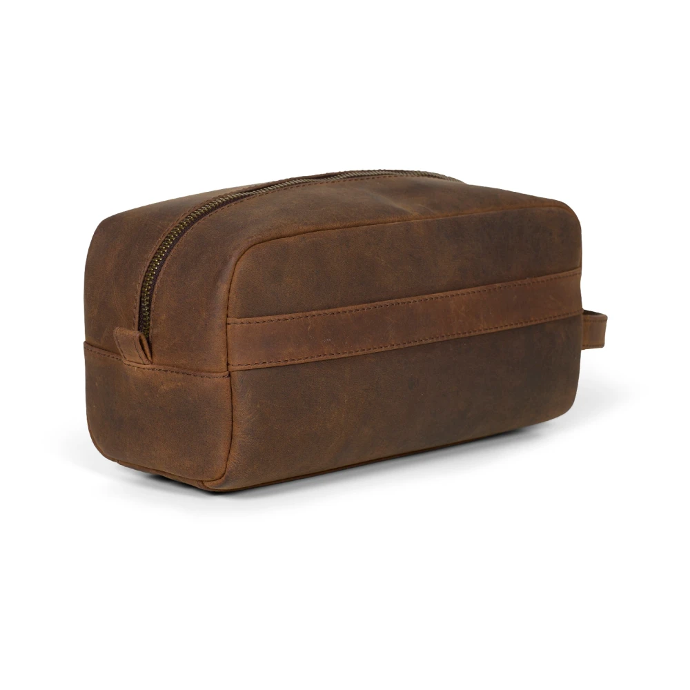 Howard London Bruine leren toilettas met ritssluiting Brown Heren