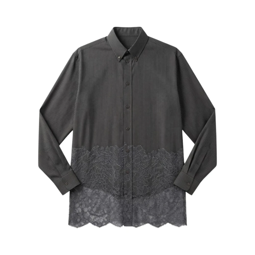 Fendi Wool Shirt With Stripes And Lace - Bild 3