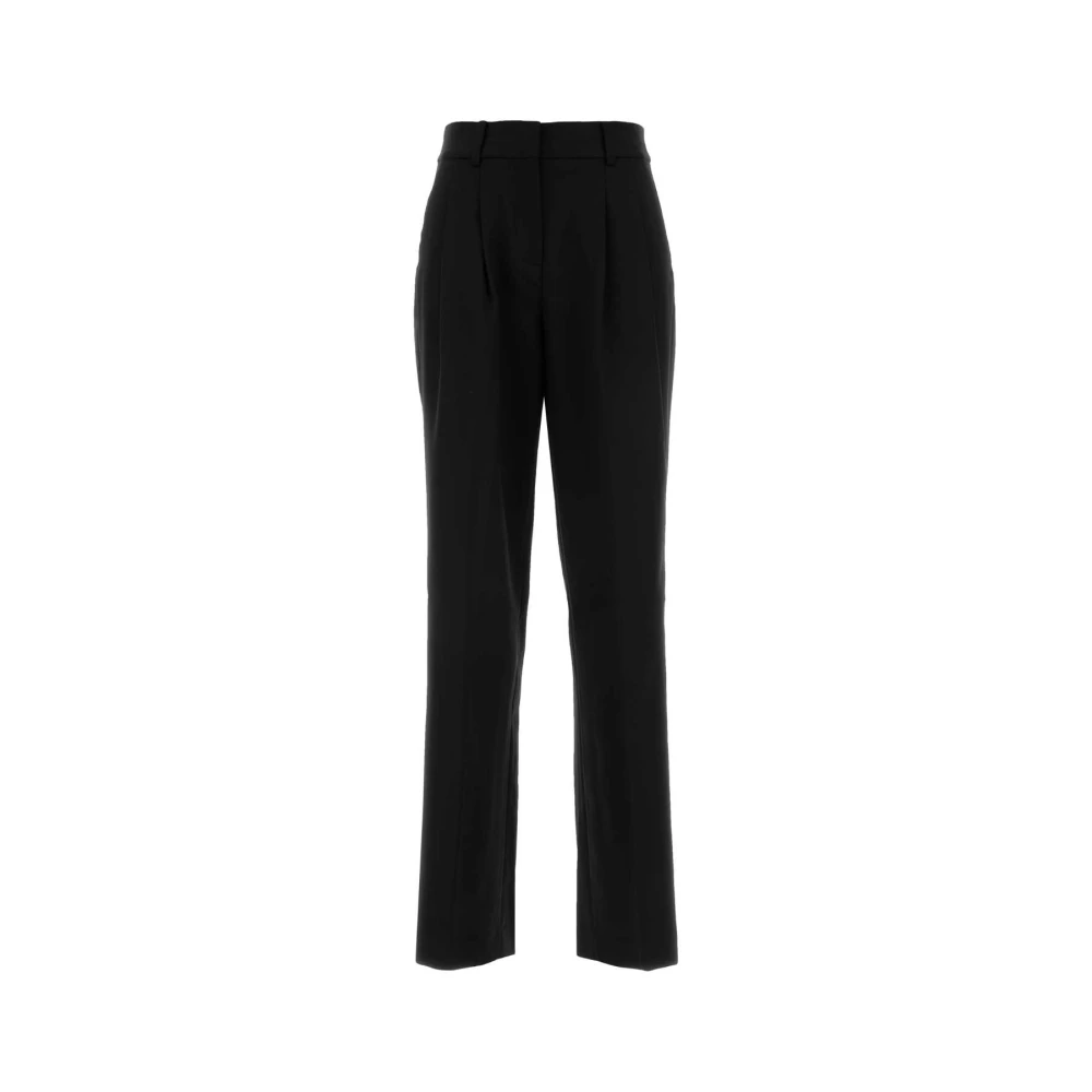 Michael Kors Women's Black Pleated Stretch Wool Blend Twill Trousers - Straight Trousers - 2XS - Trousers