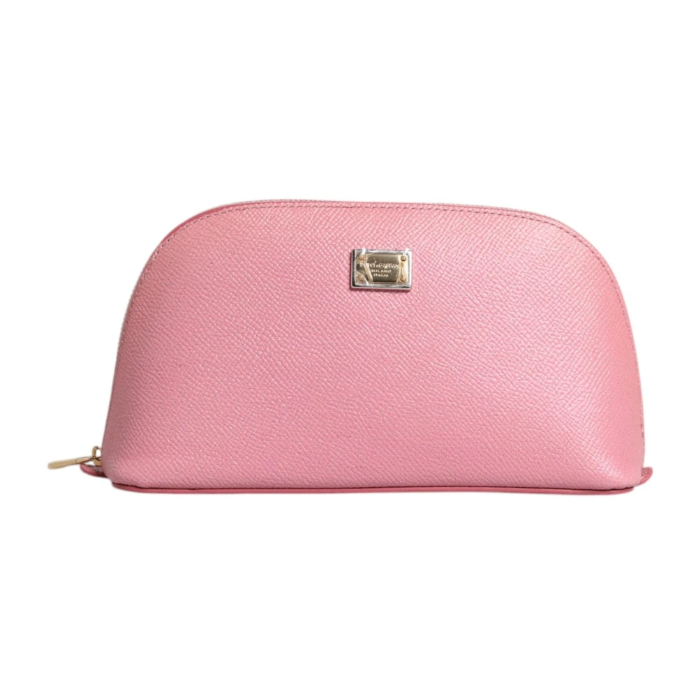 Dolce & Gabbana Roze Leren Ritsportemonnee met Logo Pink Dames
