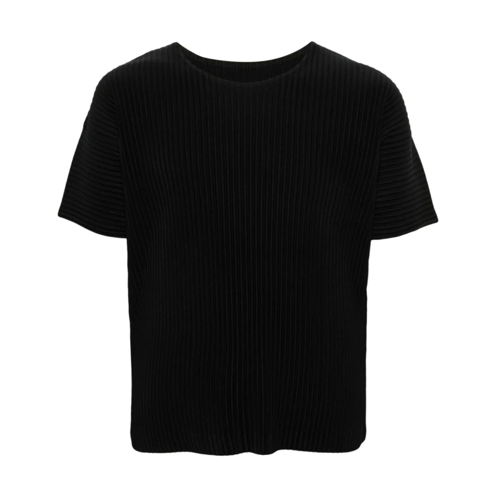 Issey Miyake Zwarte Geplooide T-shirts en Polo's Black Heren