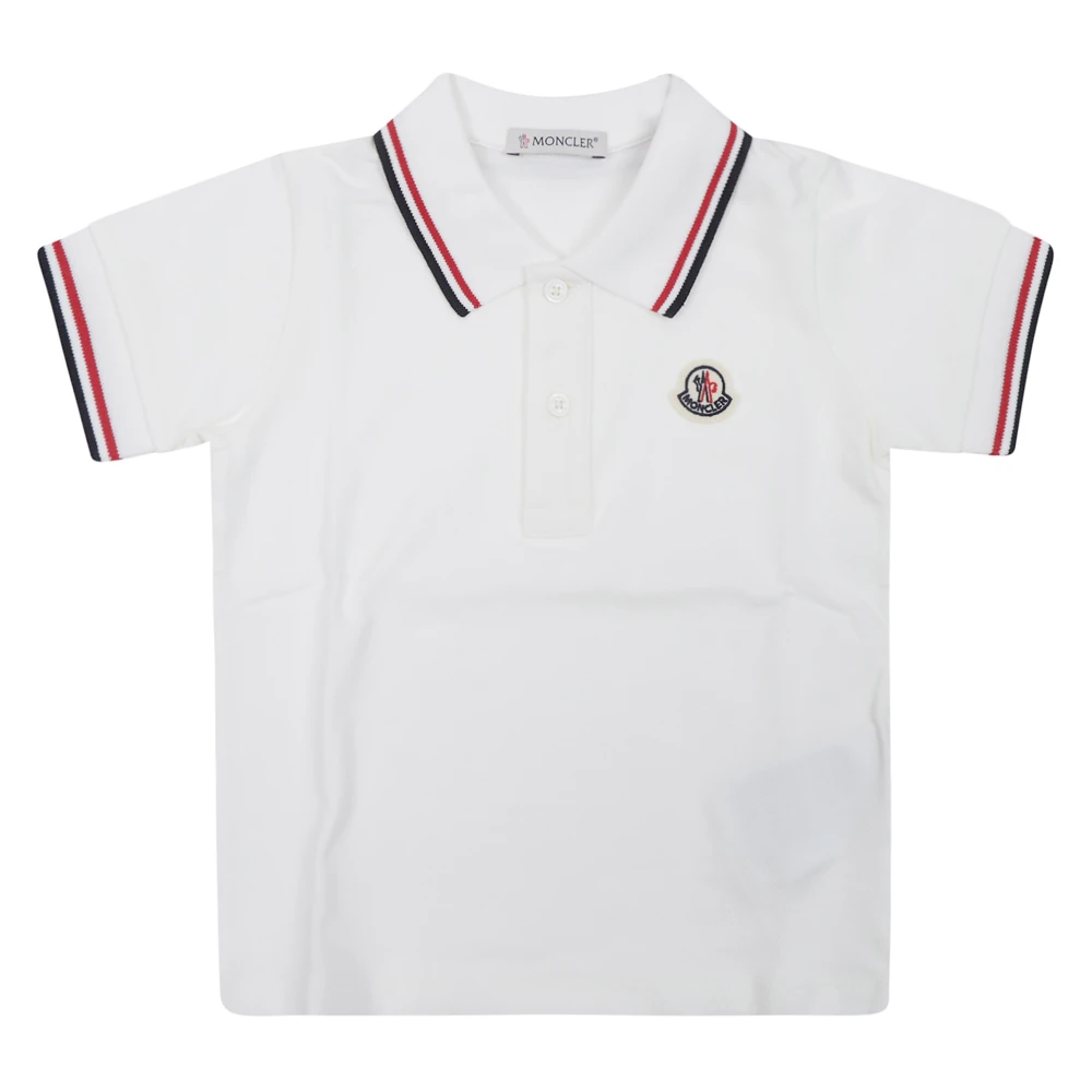 Moncler Cotton Piqué Polo Shirt - Male - Kids Short Sleeve T-Shirts - White - 3 Y - Kids