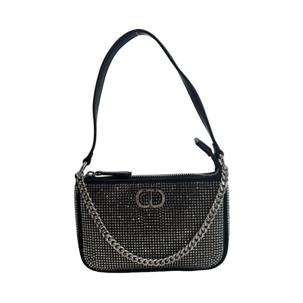 Twinset Women's Black Polyurethane Shoulder Bag With Adjustable Strap
