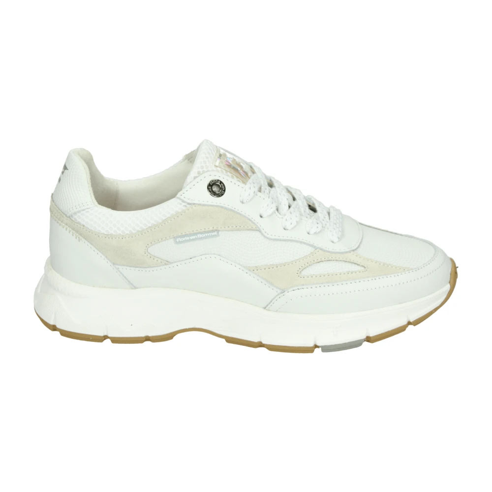 Floris van Bommel Sportieve Lage Sneakers Patroon Dames Schoenen Wit