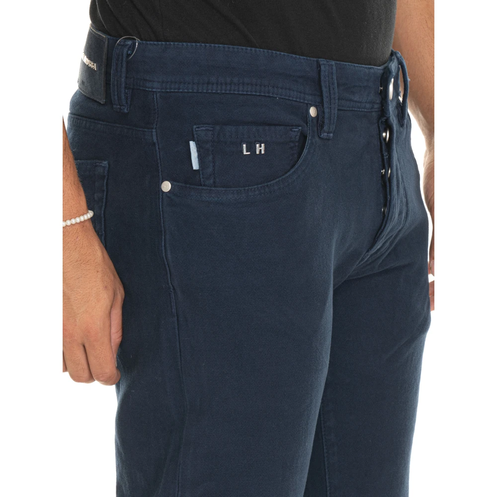Tramarossa Aanpasbare 5-pocket broek met leren logo Blue Heren