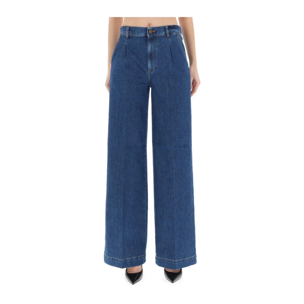 Pt Torino Vrouw Blauw Wide Leg Denim Broek