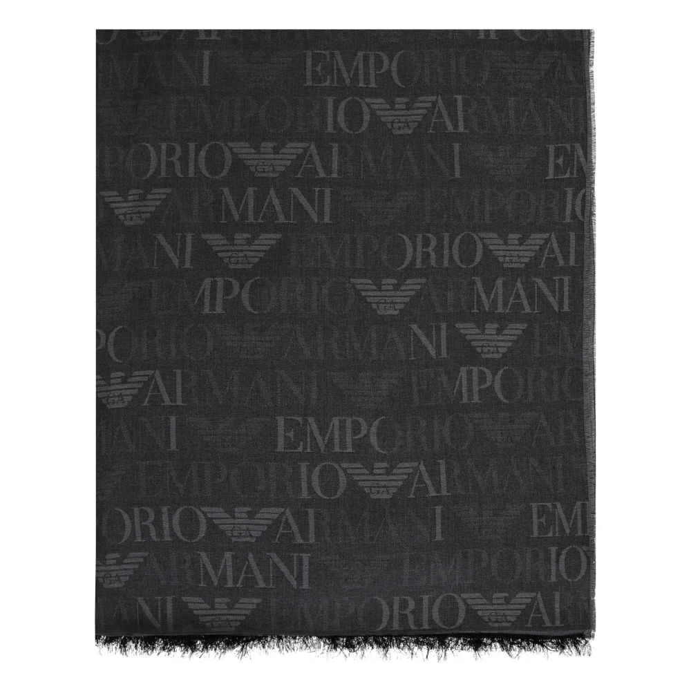 Emporio Armani Frayed edges Jacquard Sjaal Gray Heren