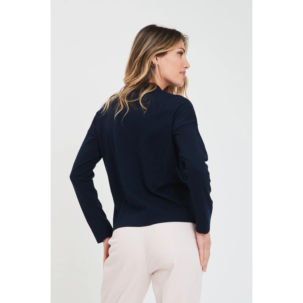 Gran Sasso Verfijnde Polo Shirt met Split Blue Dames