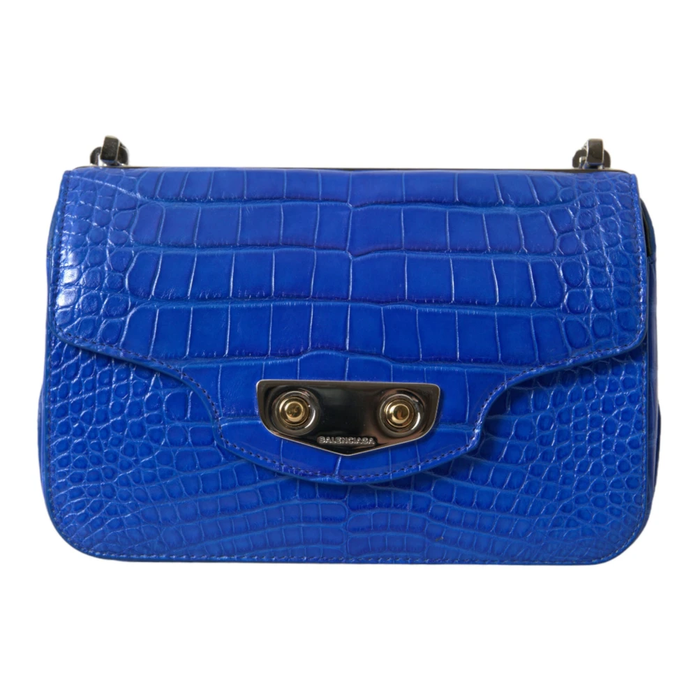 Balenciaga Elegante blauwe schoudertas van alligatorleer Blue Dames