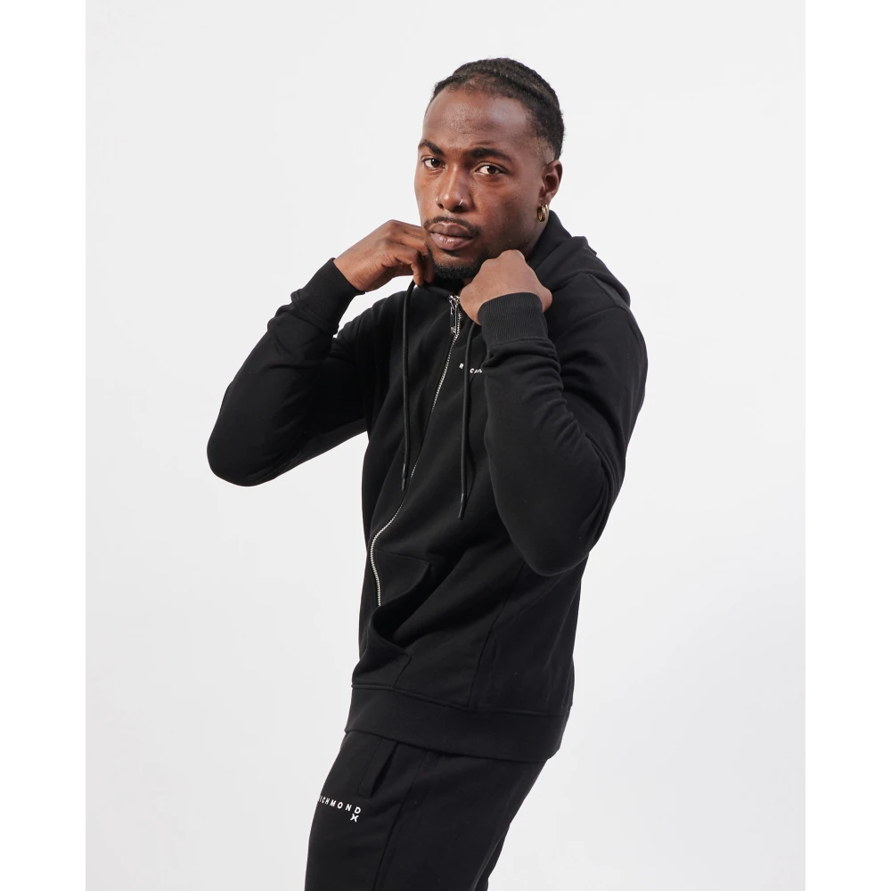 Richmond Zwarte Hoodie Sweater Fullzip Model Black Heren