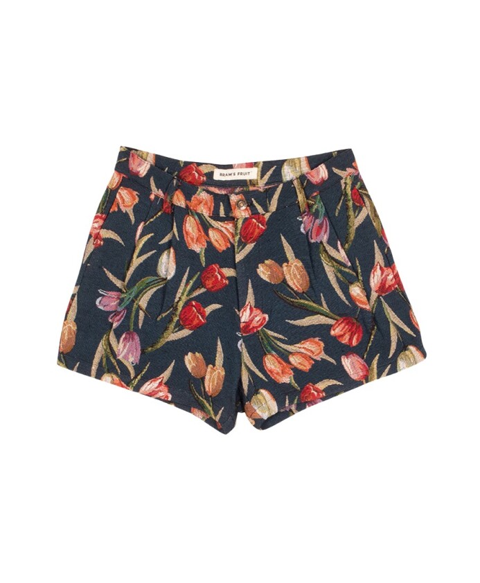 tulip-pattern-high-waisted-flower-shorts