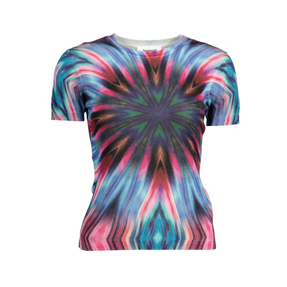 Desigual Women's Multicolor Round-Neck Knitwear, M, Blue Viscose Jumper