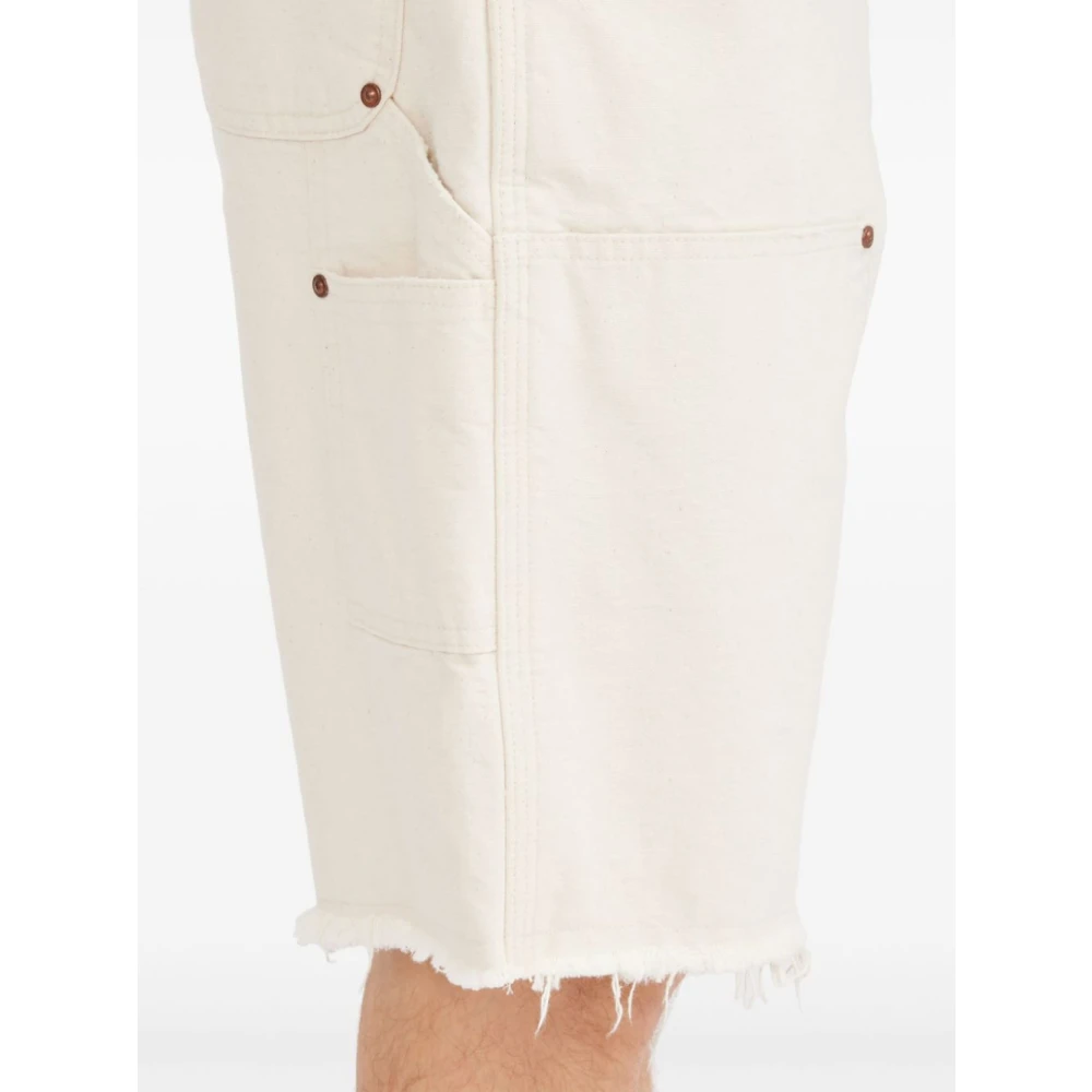 Maison Margiela Witte Denim Shorts met Ruwe Zoom White Heren