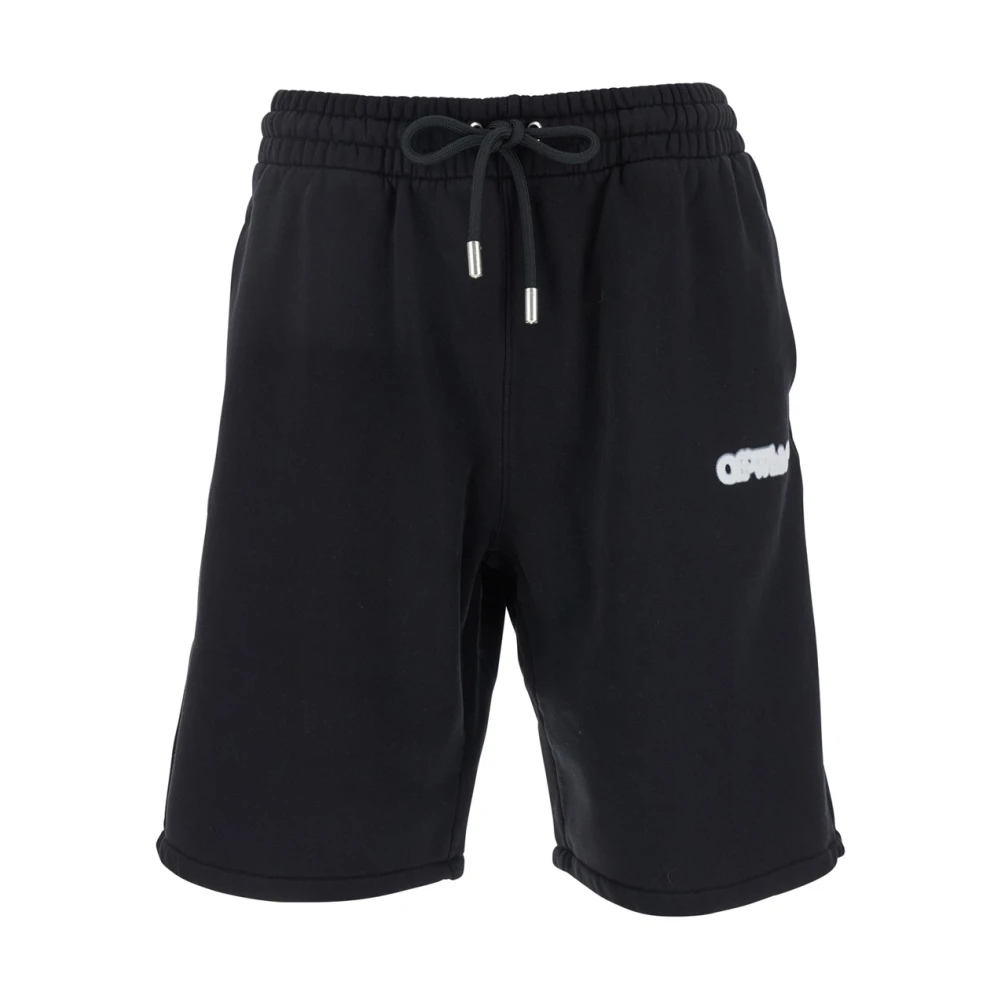 Off White Zwarte Logo Shorts met Pijlprint Black Heren