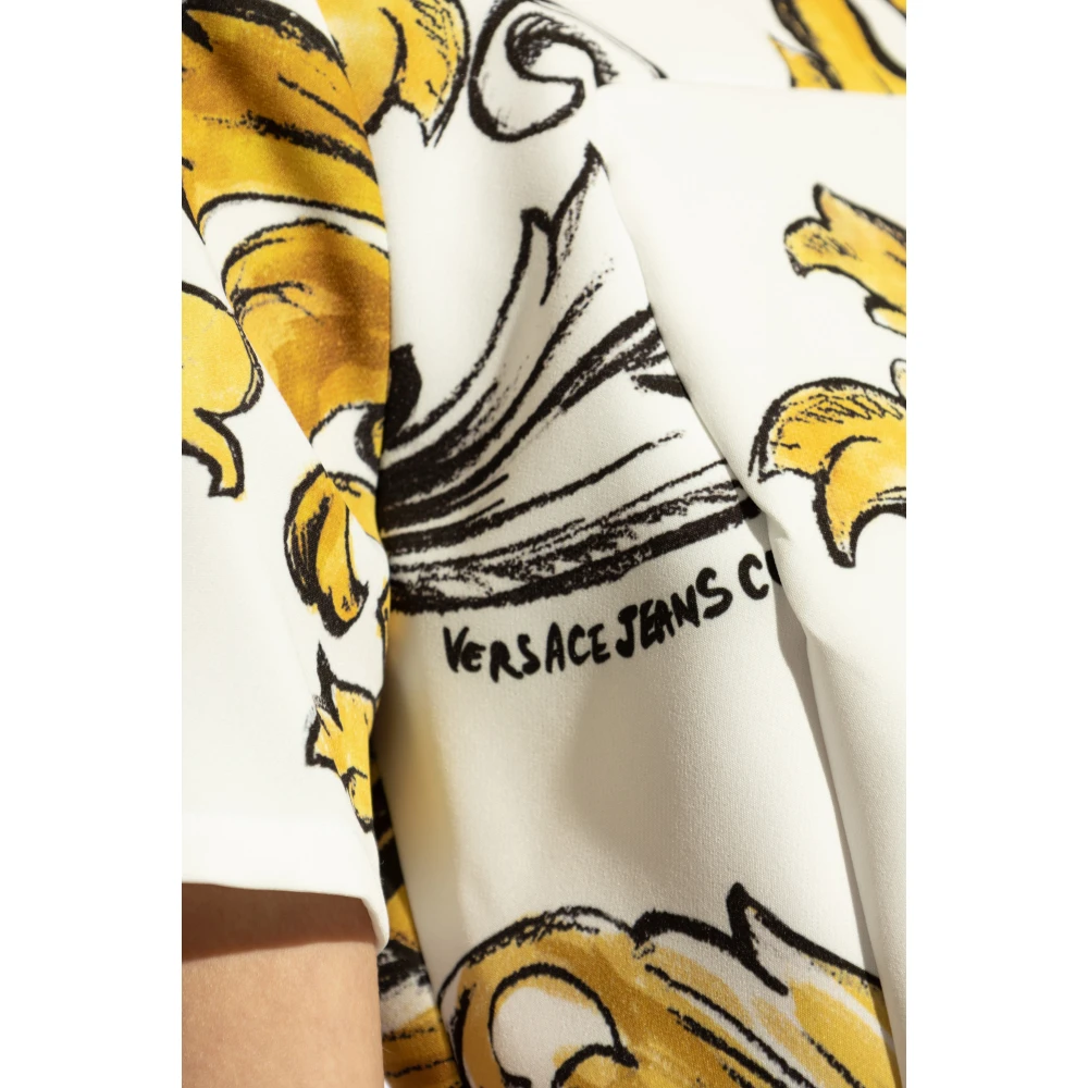 Versace Jeans Couture Jurk met Outline Barocco print White Dames