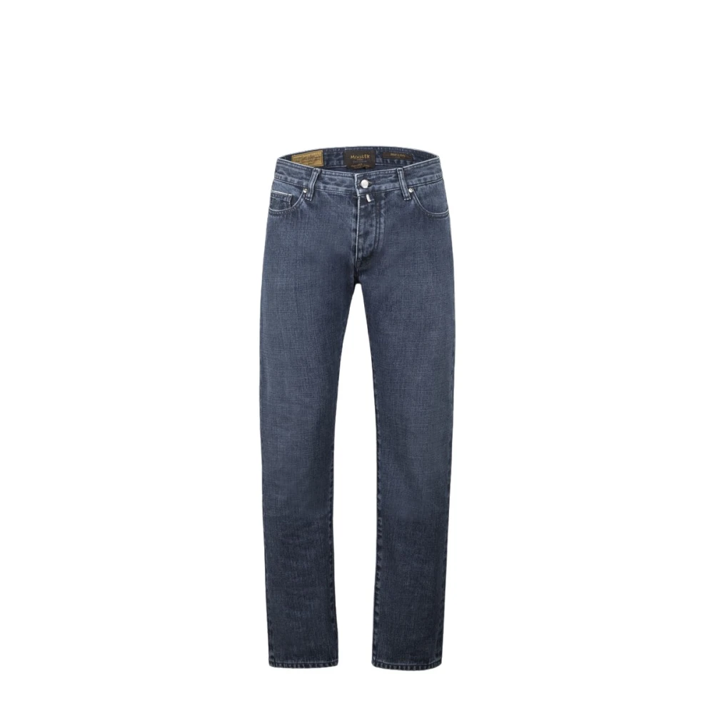 Moorer Men's Blue Slim Fit Jeans, W31, Pavel 5-Pocket Jeans