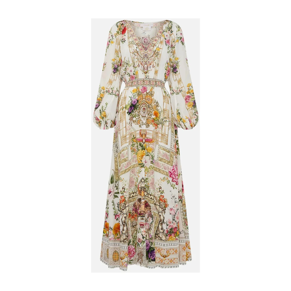 Camilla Zijden jurk met gerimpelde taille Egyptische roos Multicolor Dames