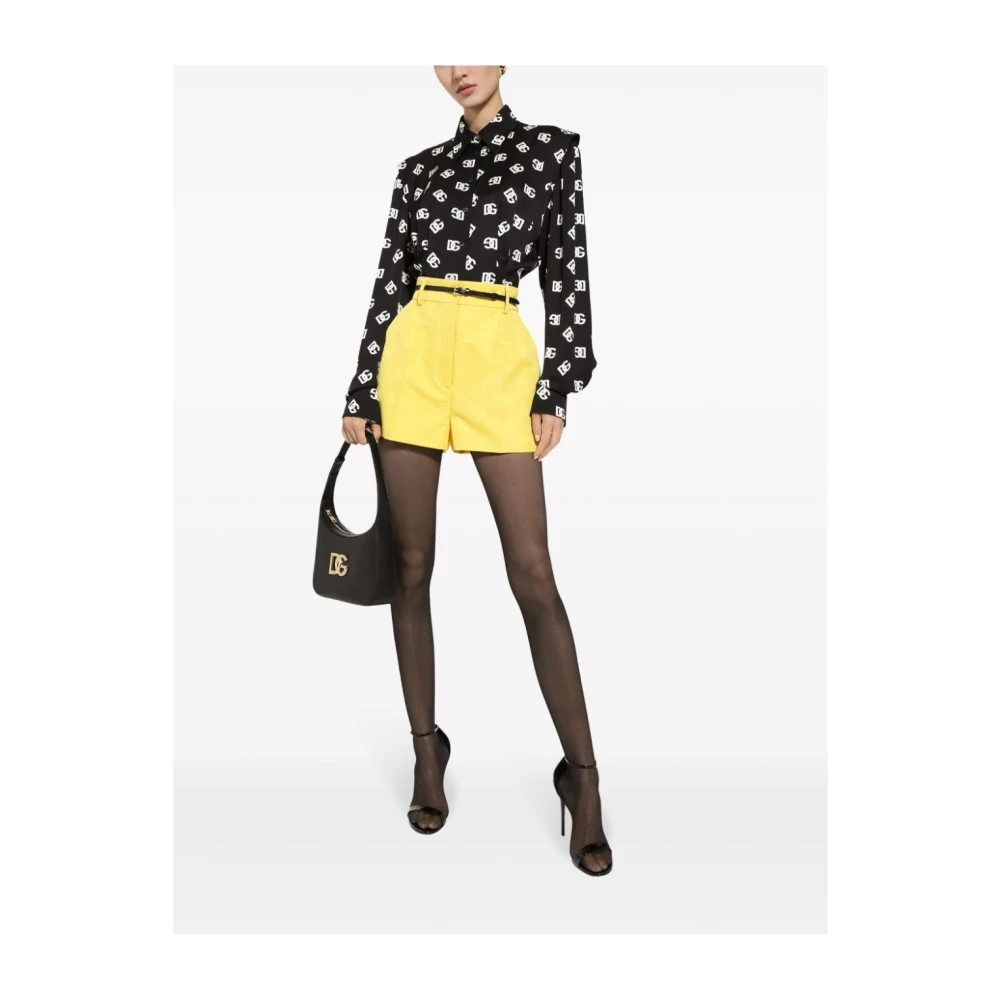 Dolce & Gabbana Gele Shorts met Geborduurd Logo Yellow Dames