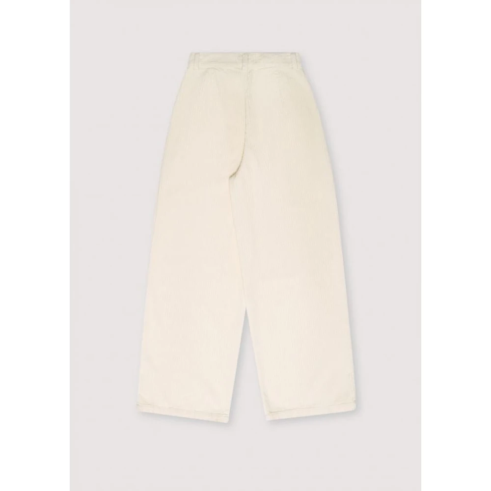 The New Society Corduroy Straight Cut Pants Vanilla Cream Beige Dames