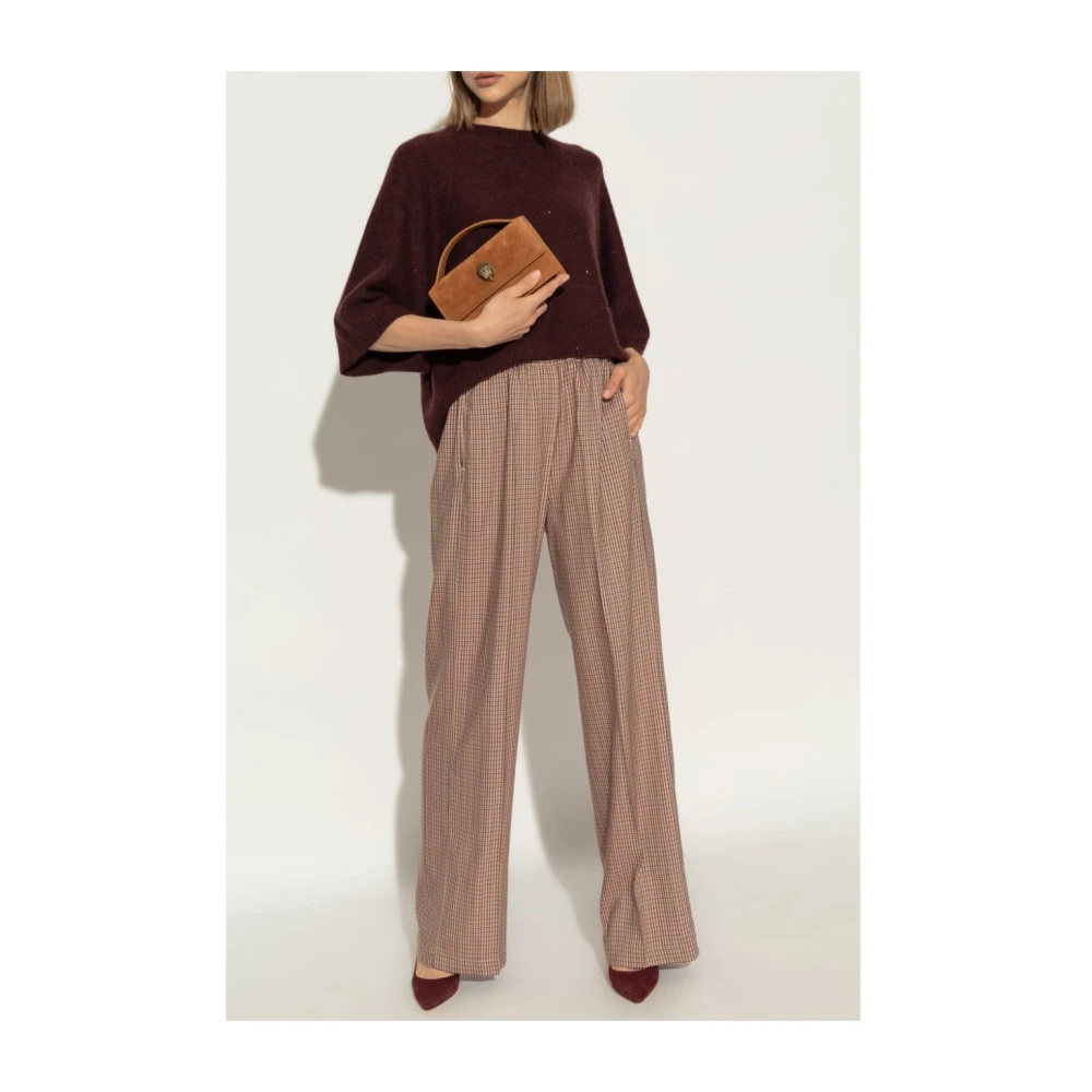 PS By Paul Smith Beige Check Wide Leg Trousers Beige Dames