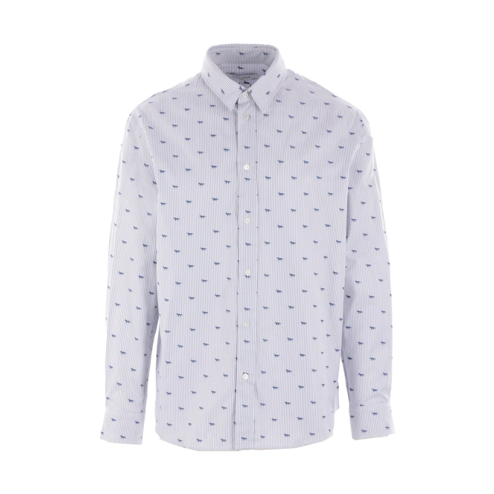 Maison Kitsuné Gestreept vossenshirt Gray Heren