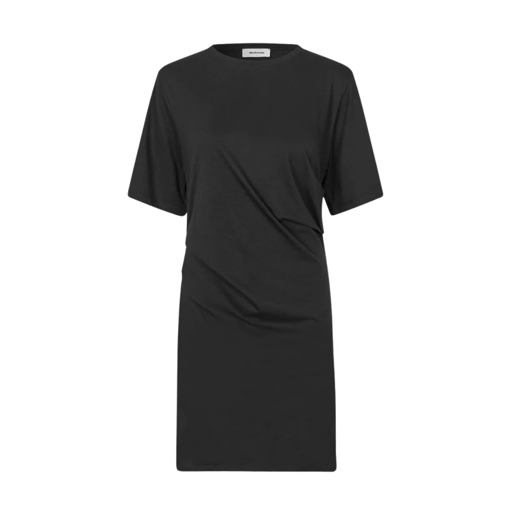 Modström Zwarte Jersey Jurk met Plooien Black Dames