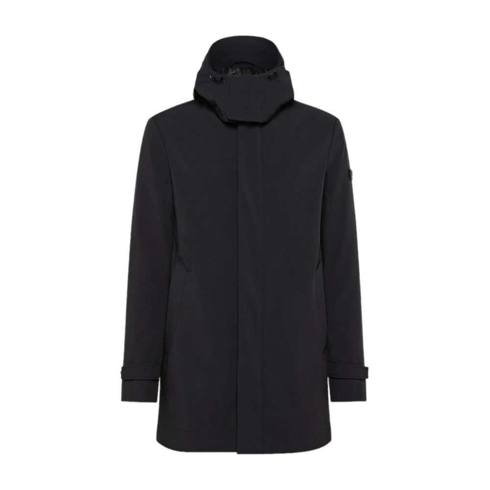 Peuterey Men's Black Winter Jackets,, Trench Coat With Detachable Hood 2XL
