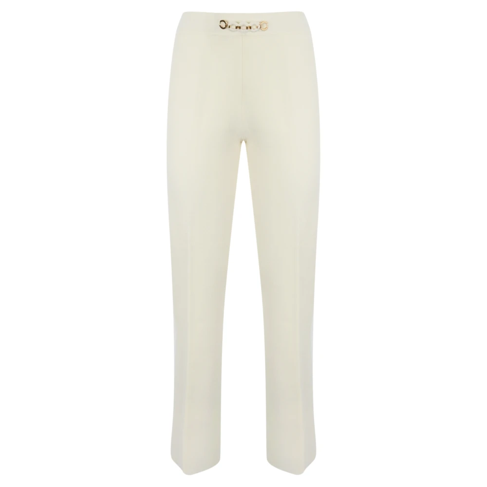 Twinset Flare Crepe Broek Wit Beige Dames