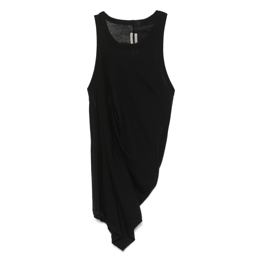 Rick Owens Zwarte Gedrapeerde Ronde Hals Top Black Heren