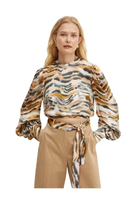 Tiger-print Cropped Blouse
