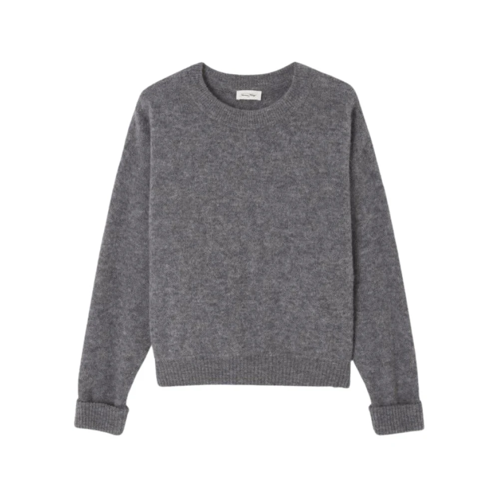 American vintage Boothals Lange Mouw Trui Gray Dames