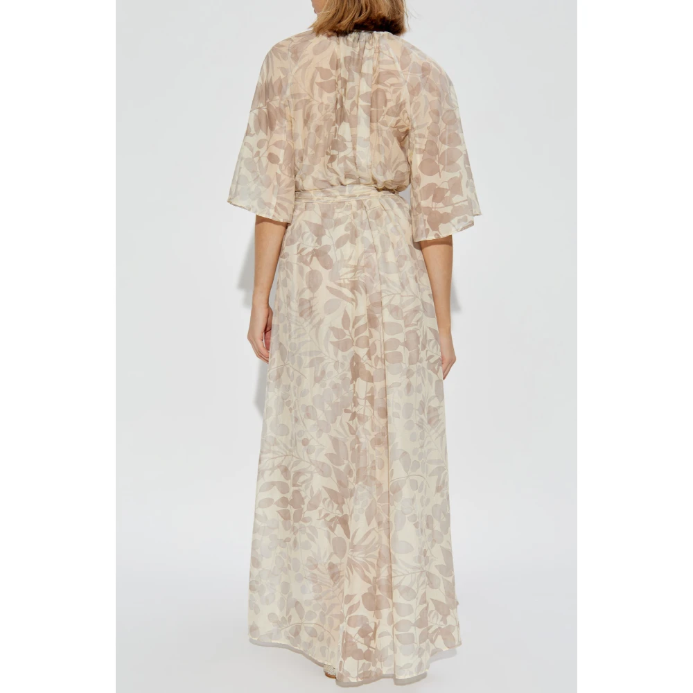 Forte Jurk met een taille riem Beige Dames