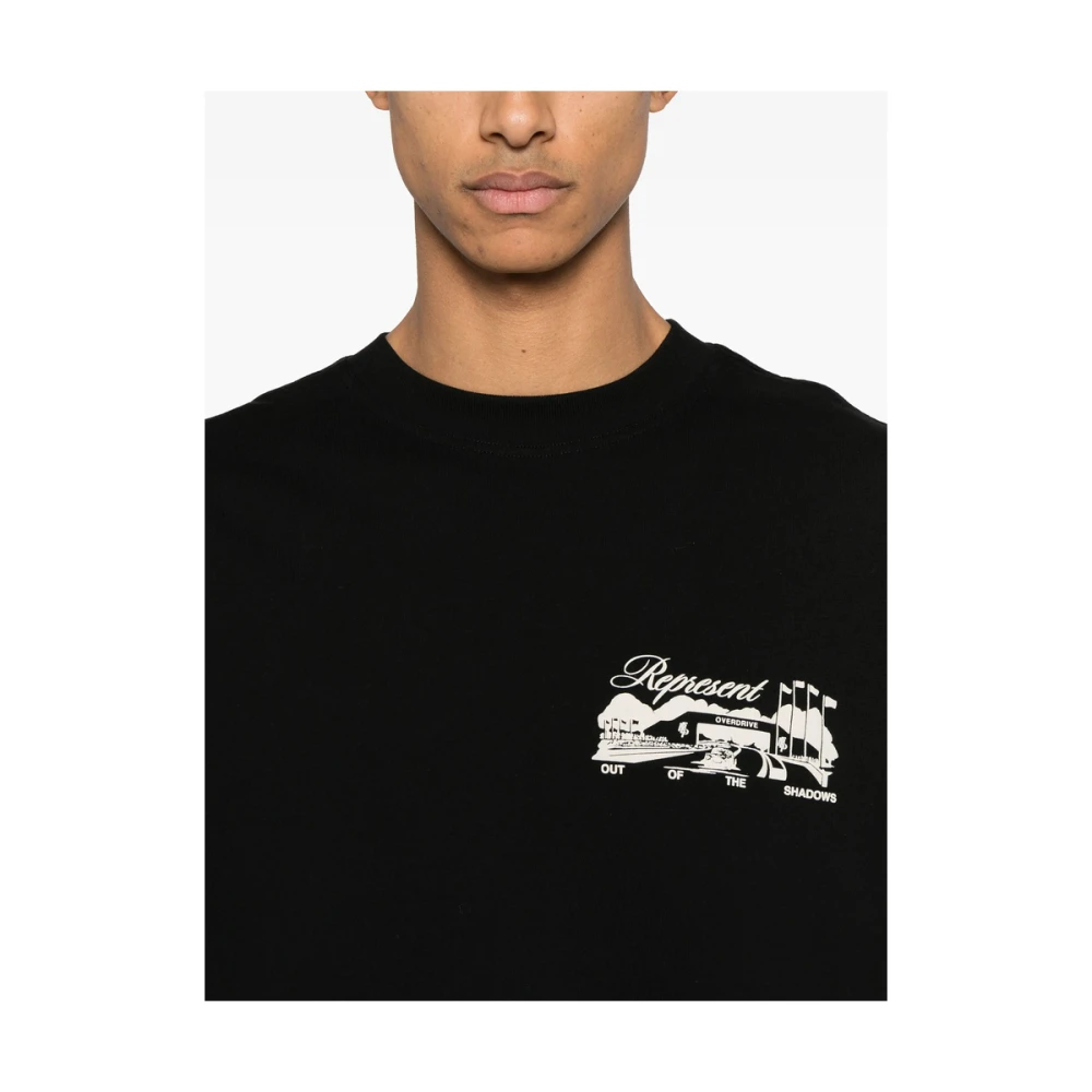 Represent Zwart Logo Print Crew Neck T-shirt Black Heren