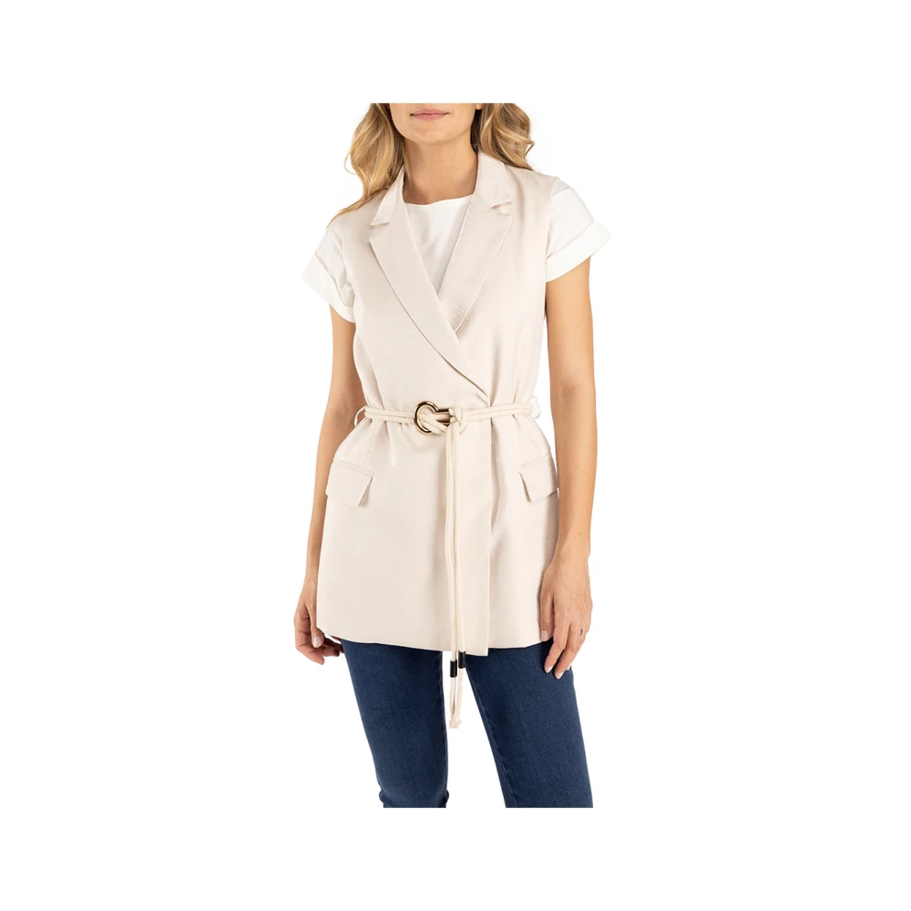 Liu Jo Natuurlijke Beige Viscose Twill Vest Beige Dames