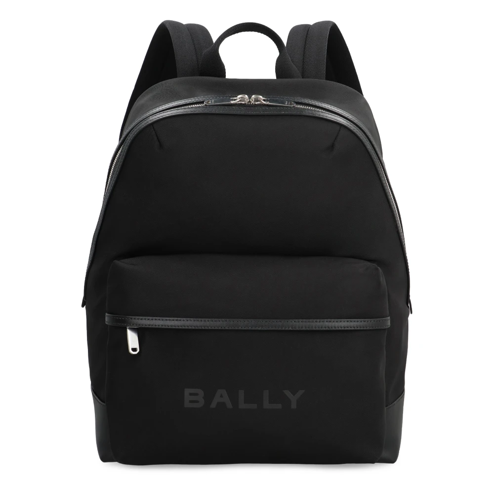 Bally Nylon rugzak met leren details Black Heren