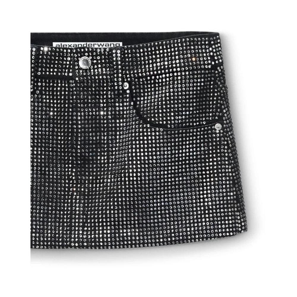 alexander wang Kristal Distressed Mini Rok Black Dames