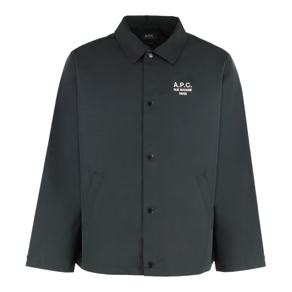 A.p.c. Men's Black Light Jackets, Xl, Regis Cotton Blend Overshirt