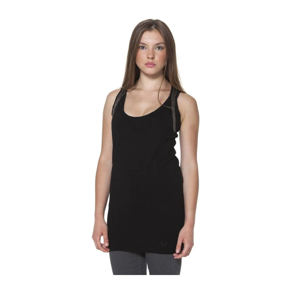 Fred Perry Logo Inzet Tanktop Zwart Polyester Black Dames