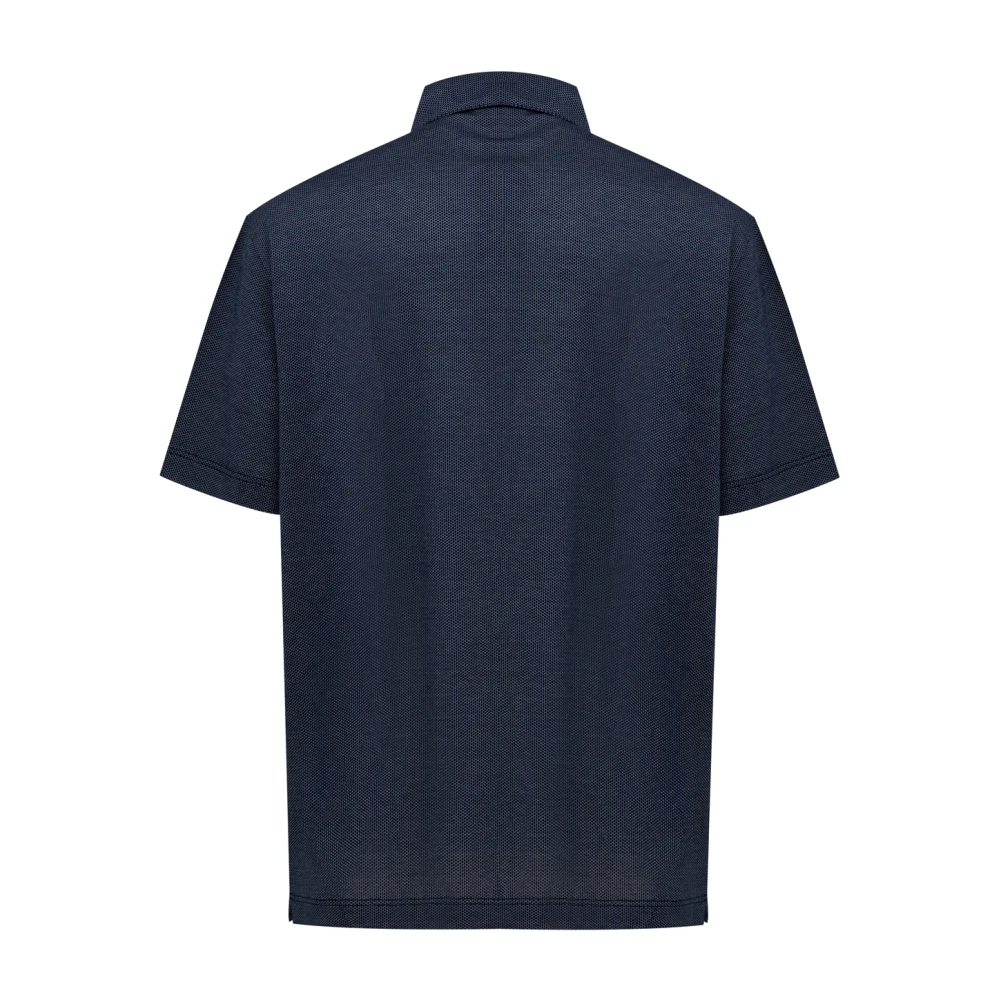 Canali Blauw poloshirt met korte mouwen Blue Heren