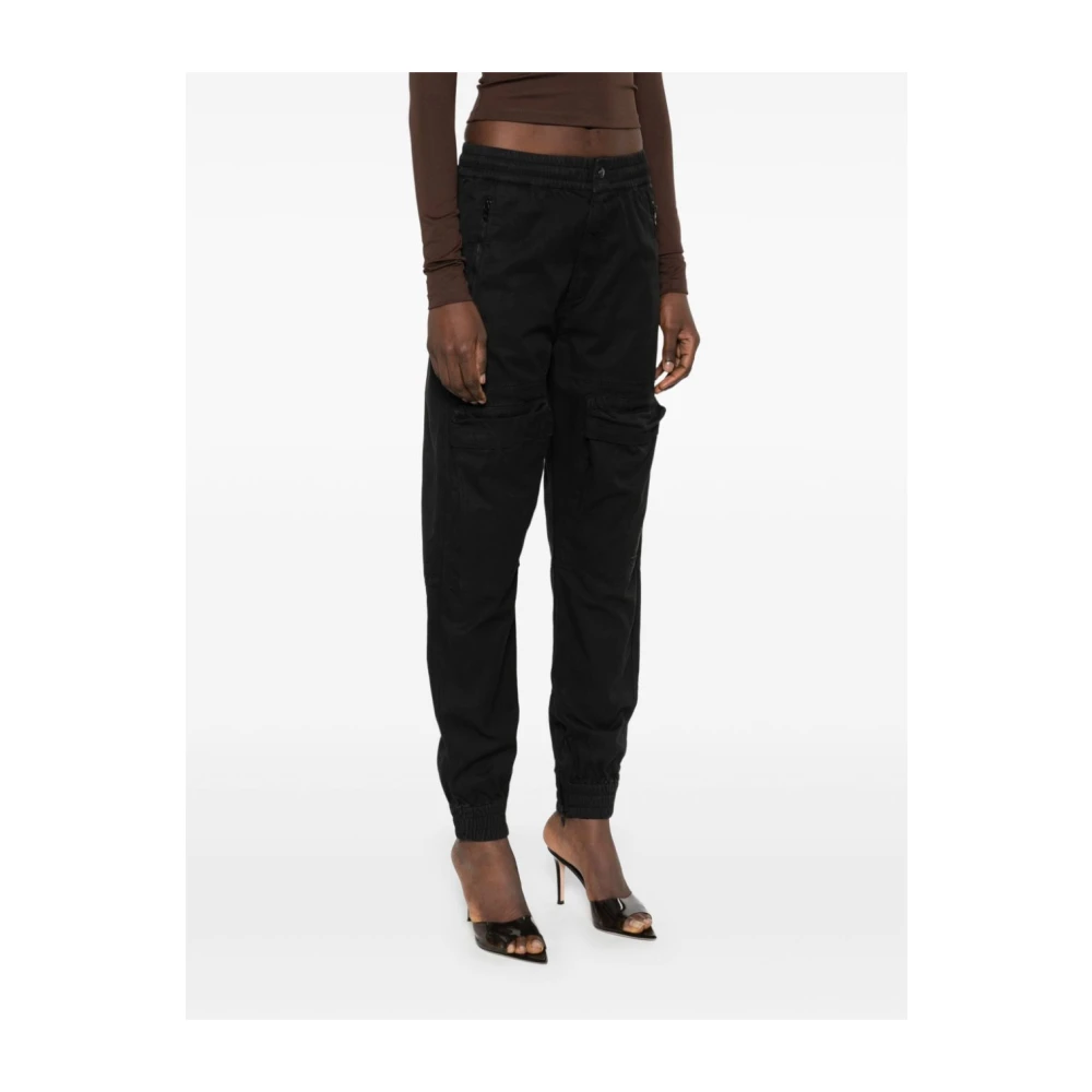 Diesel Zwarte Cargo Broek met Elastische Tailleband Black Dames
