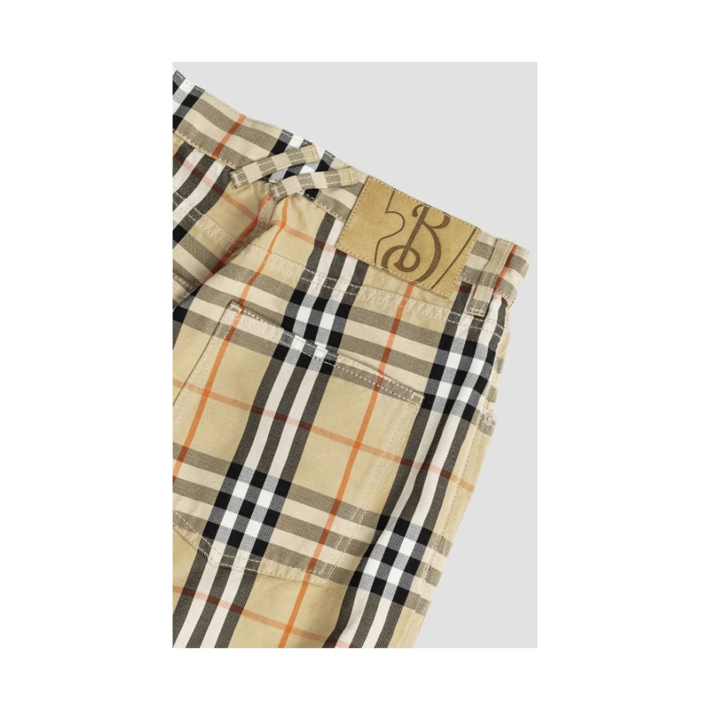 Burberry Ruitpatroon Straight-Leg Broek Beige Dames