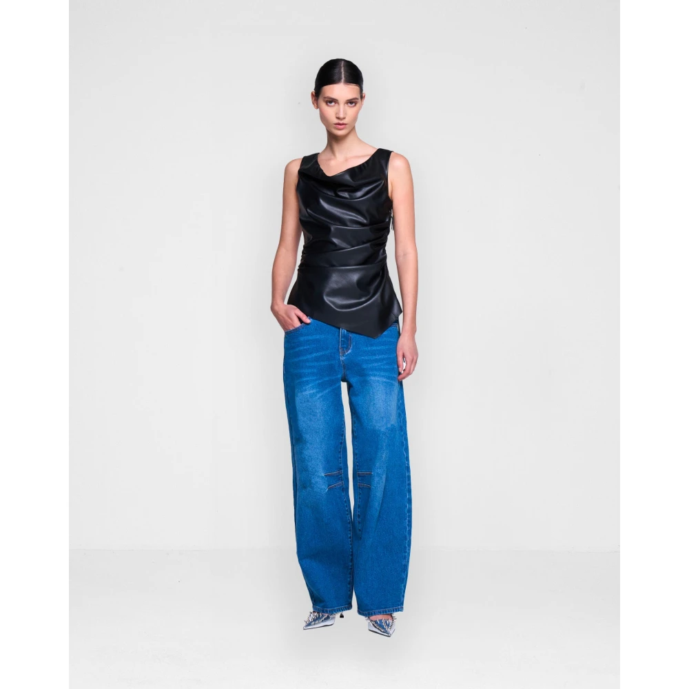 Silvian Heach Mom Fit Jeans met zakken en riemlussen Blue Dames