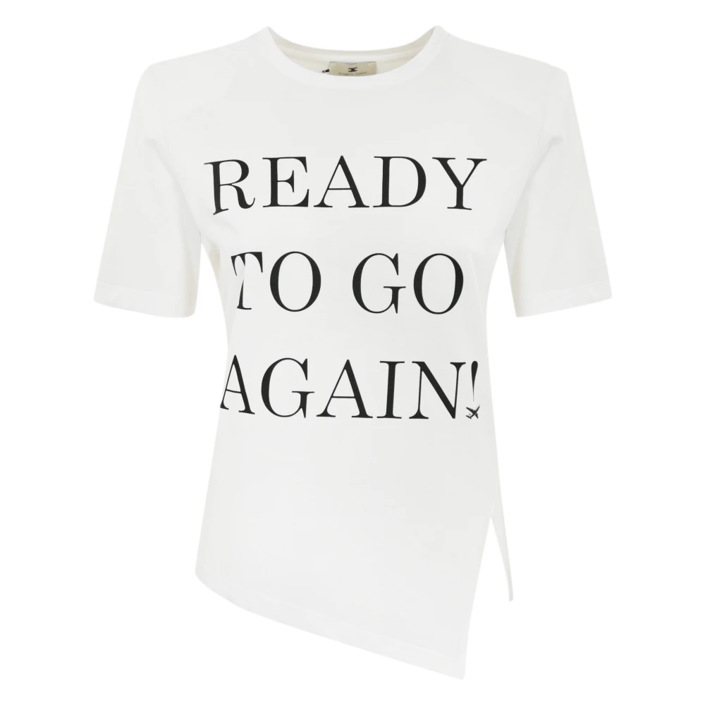Elisabetta Franchi Dames Jersey T-shirt met Letterprint White Dames